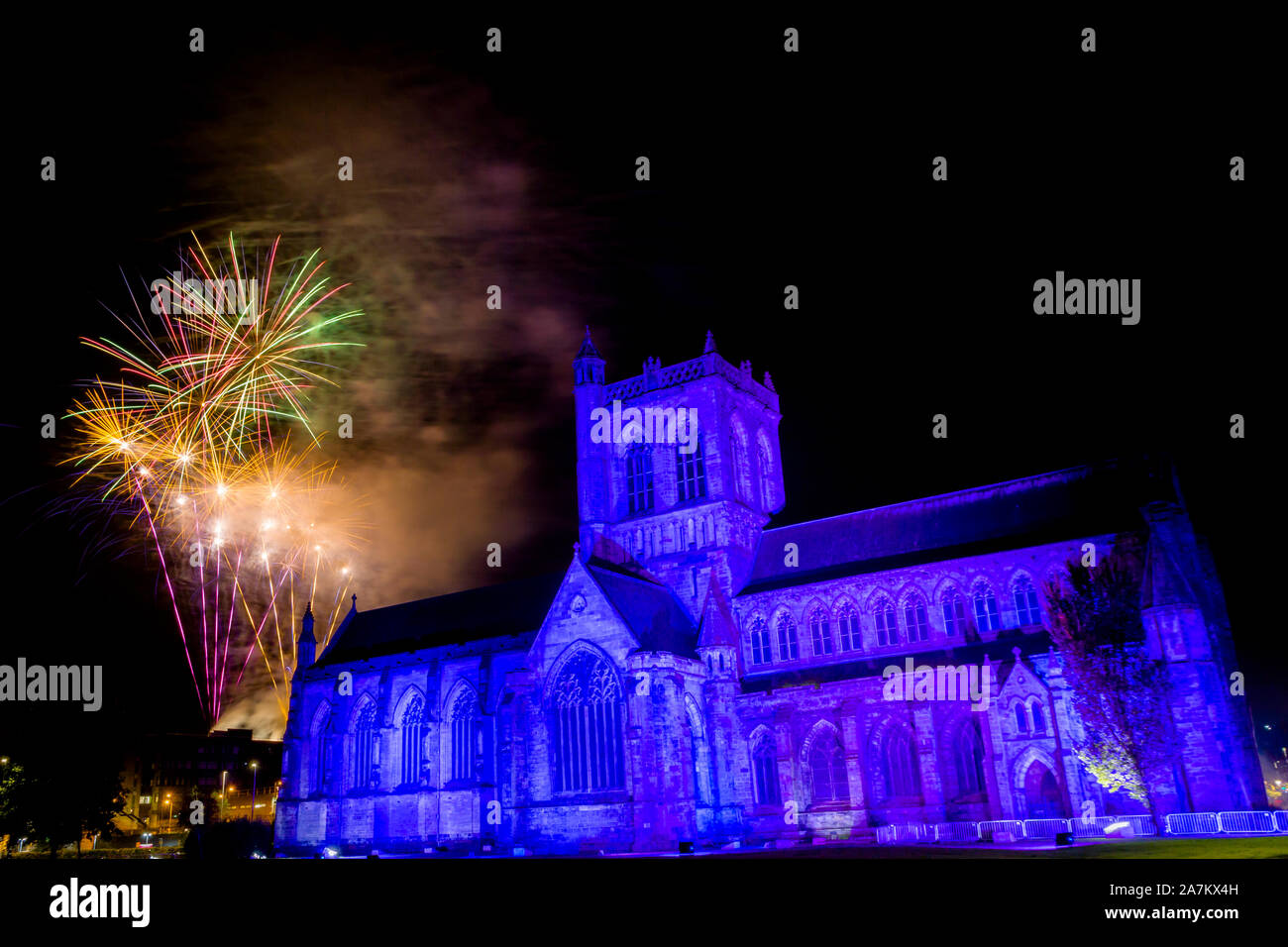 Paisley Abbey Fireworks Display 2019 Stock Photo