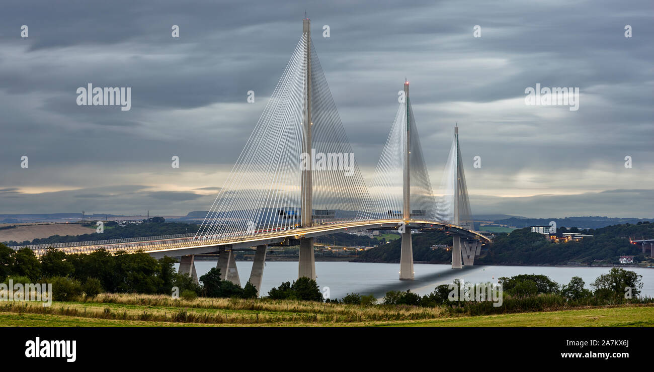 Queensferry crossing across the Firth of Forth at South Queensferry, Edinburgh, Scotland Stock Photo