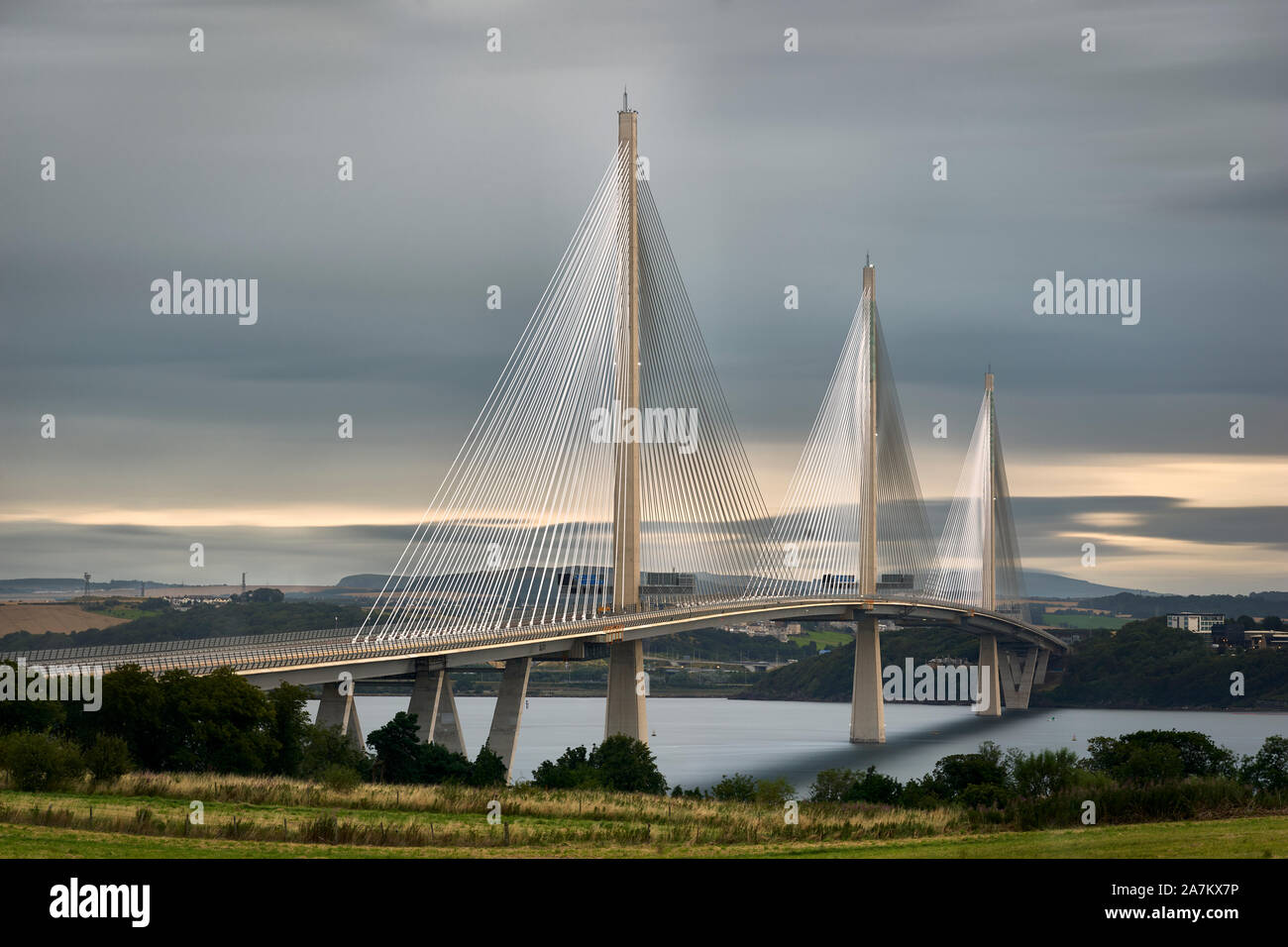 Queensferry crossing across the Firth of Forth at South Queensferry, Edinburgh, Scotland Stock Photo