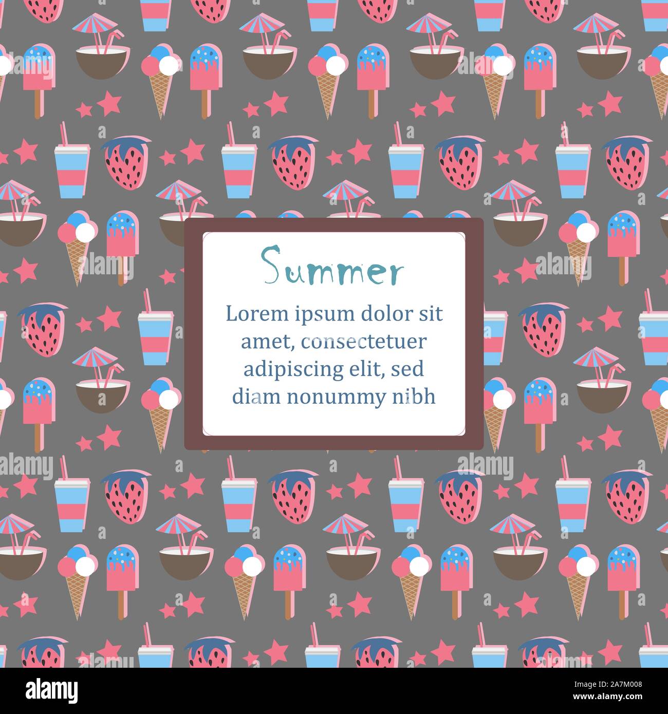 Hello Summer Card with summer elements. Vector Illustration Stock Vector