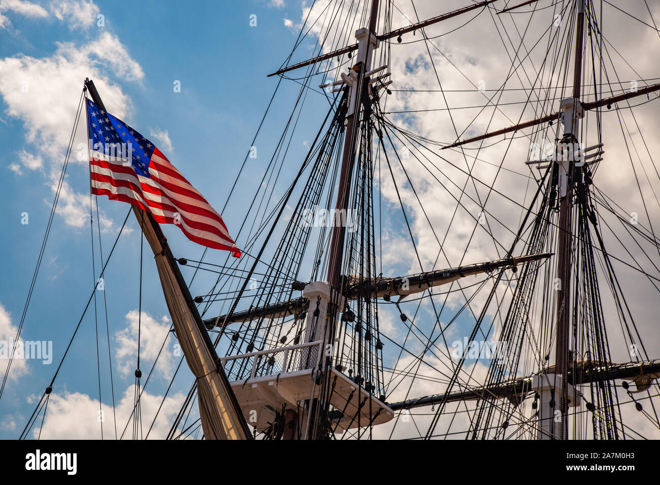 The USS Constitution in the Charlestown Navy Yard Stock Photo