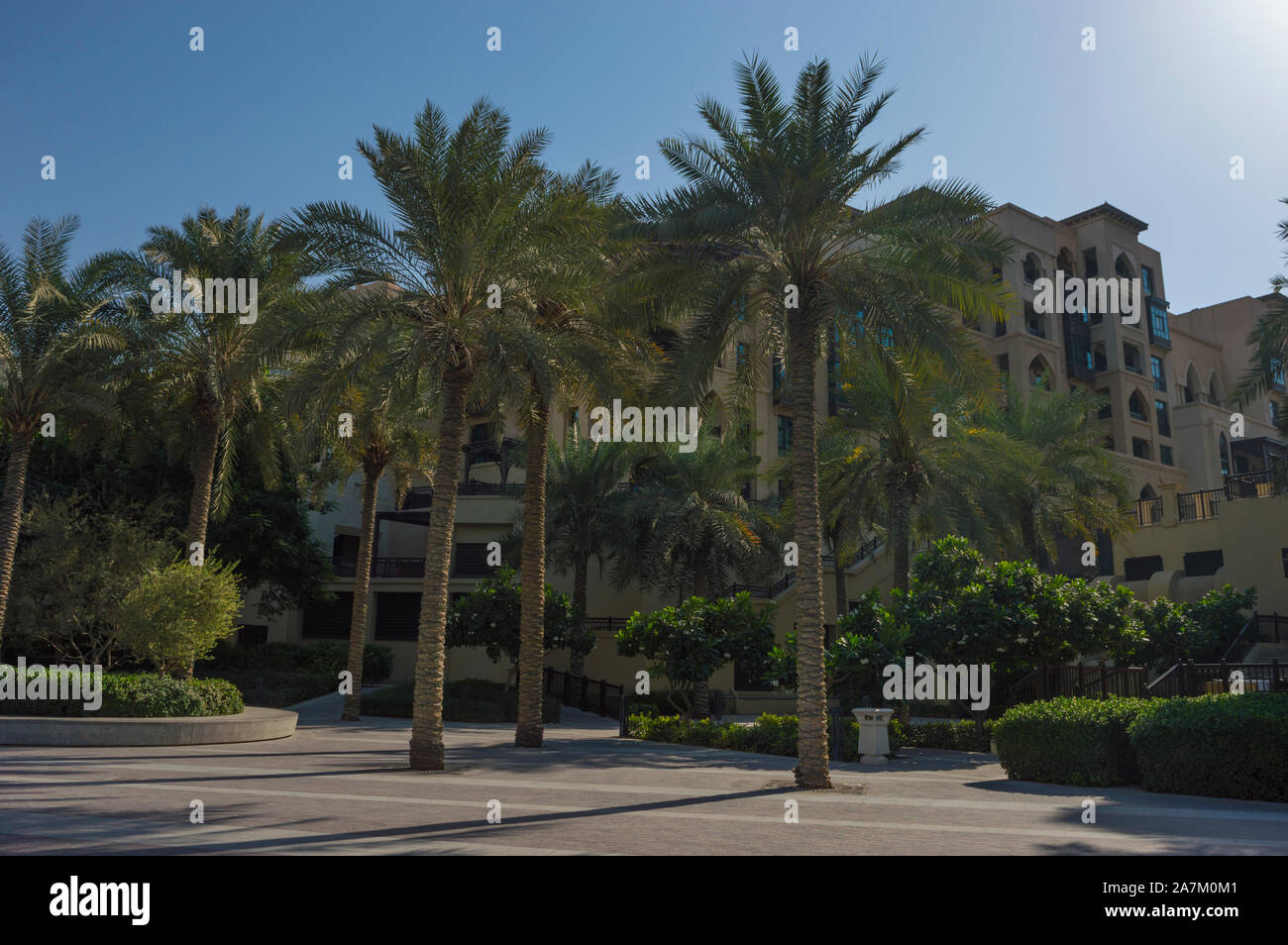 DUBAI, UNITED ARAB EMIRATES - OCTOBER 17, 2019: Souk Al Bahar residential community near Fountain Lake, Dubai Mall, UAE Stock Photo