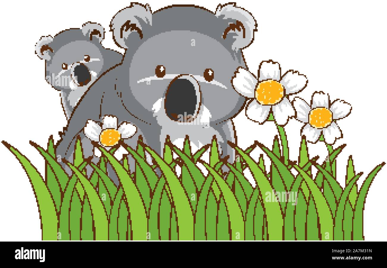 Cute koalas in the garden illustration Stock Vector Image & Art - Alamy