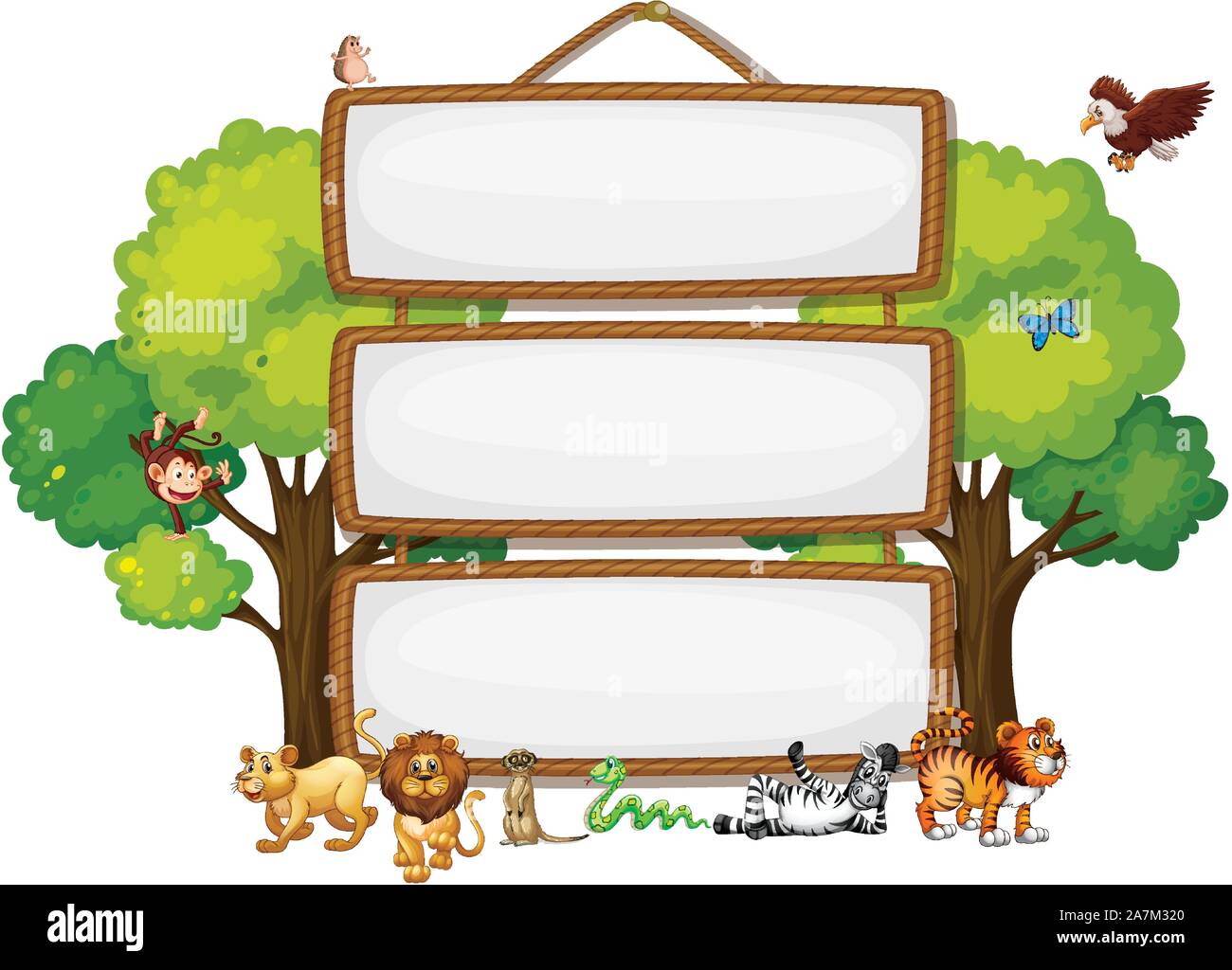 Border template with cute animals illustration Stock Vector Image & Art ...