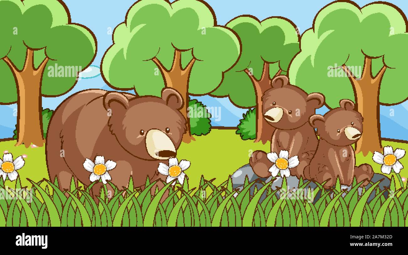 Grizzly bears in the forest illustration Stock Vector Image & Art - Alamy