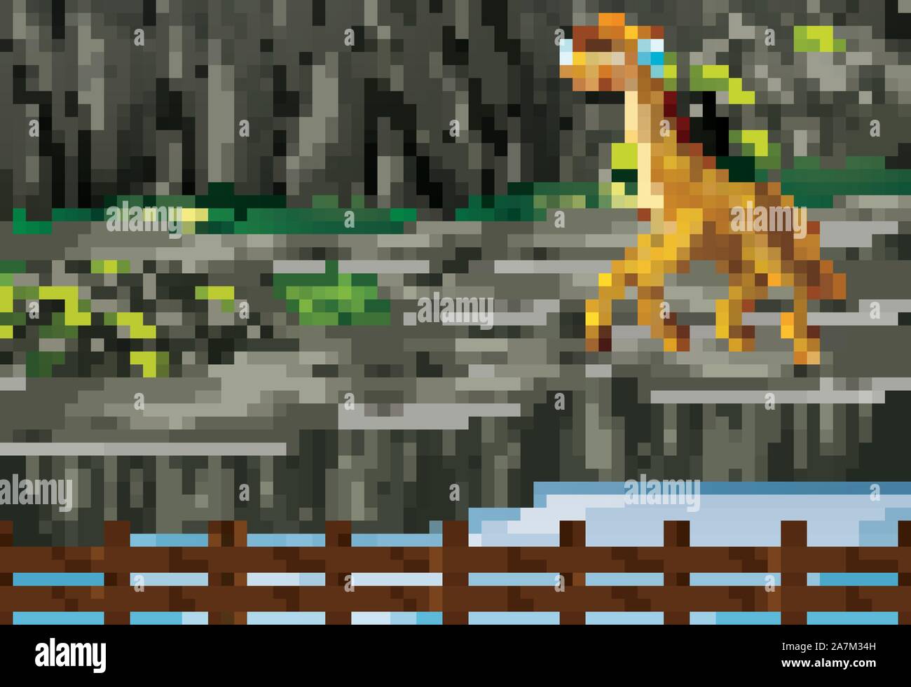 Scene with giraffe behind the zoo cage illustration Stock Vector Image ...