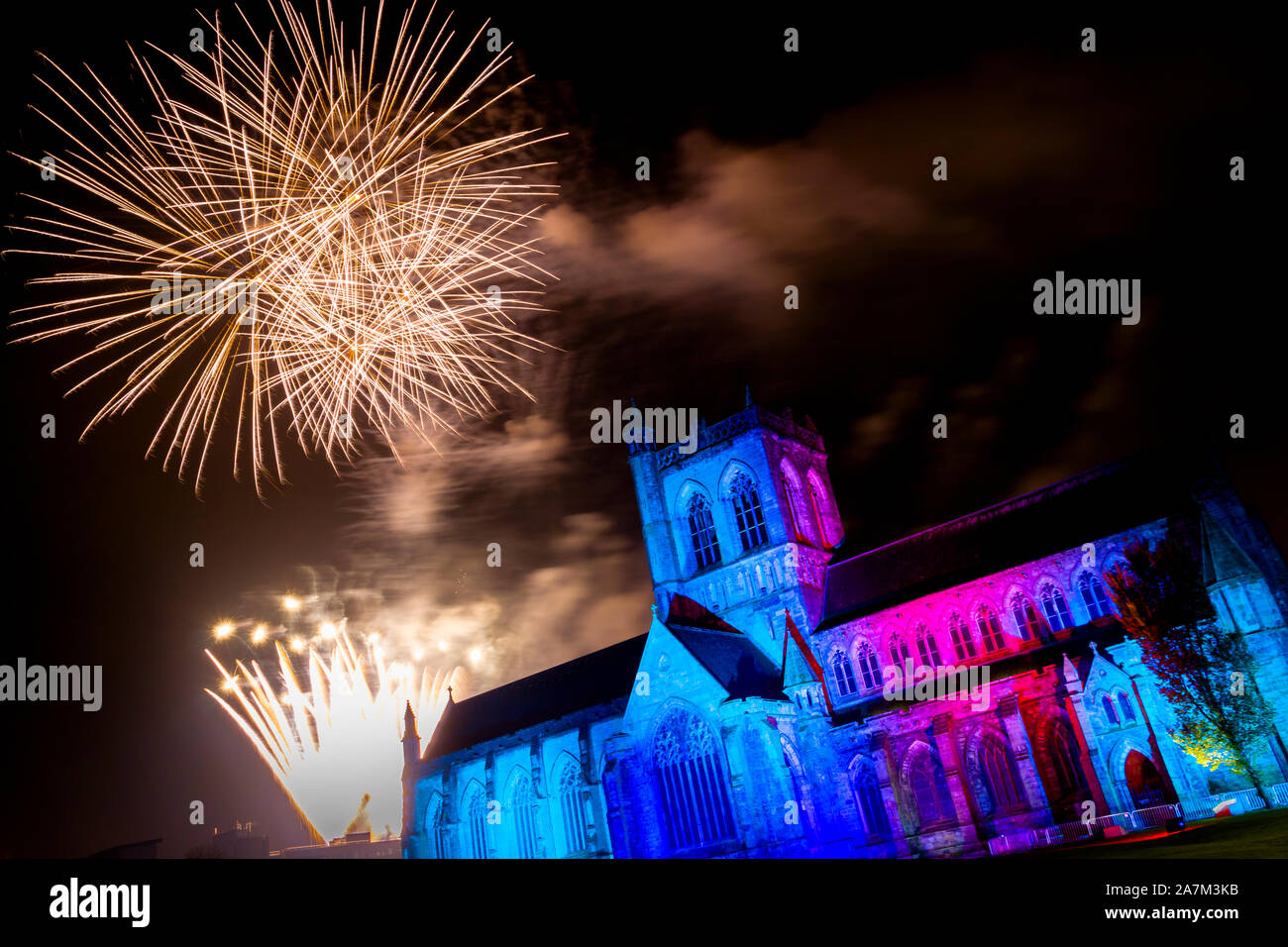 Paisley Abbey Fireworks Display 2019 Stock Photo