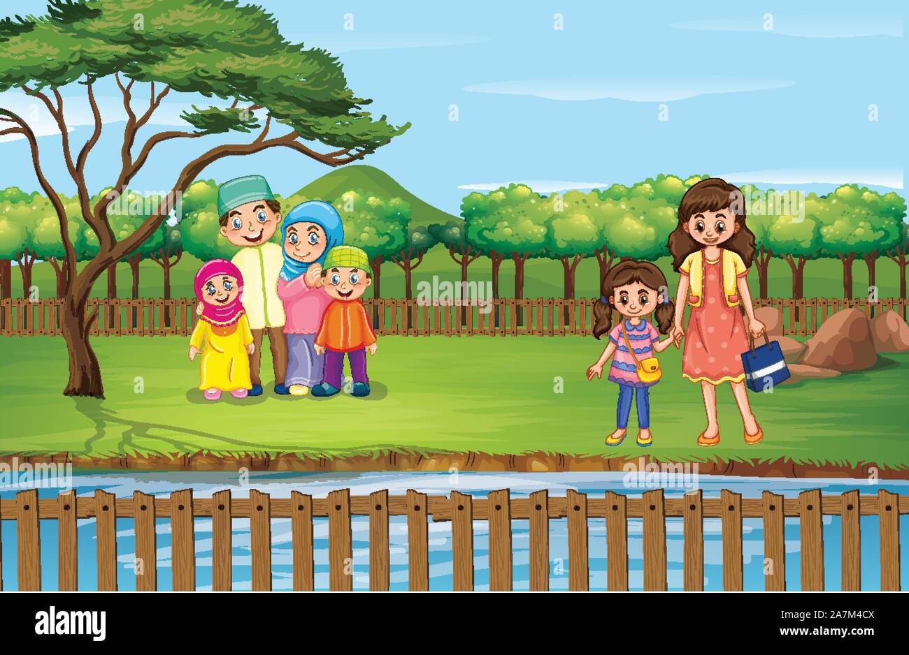 Scene with people in the park illustration Stock Vector Image & Art - Alamy