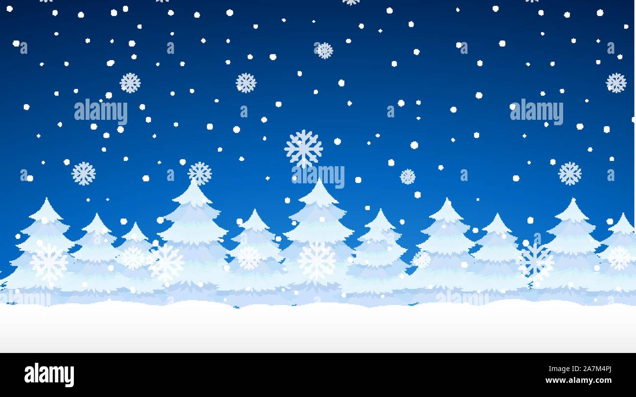 Scene with snowing on the pine trees illustration Stock Vector Image ...