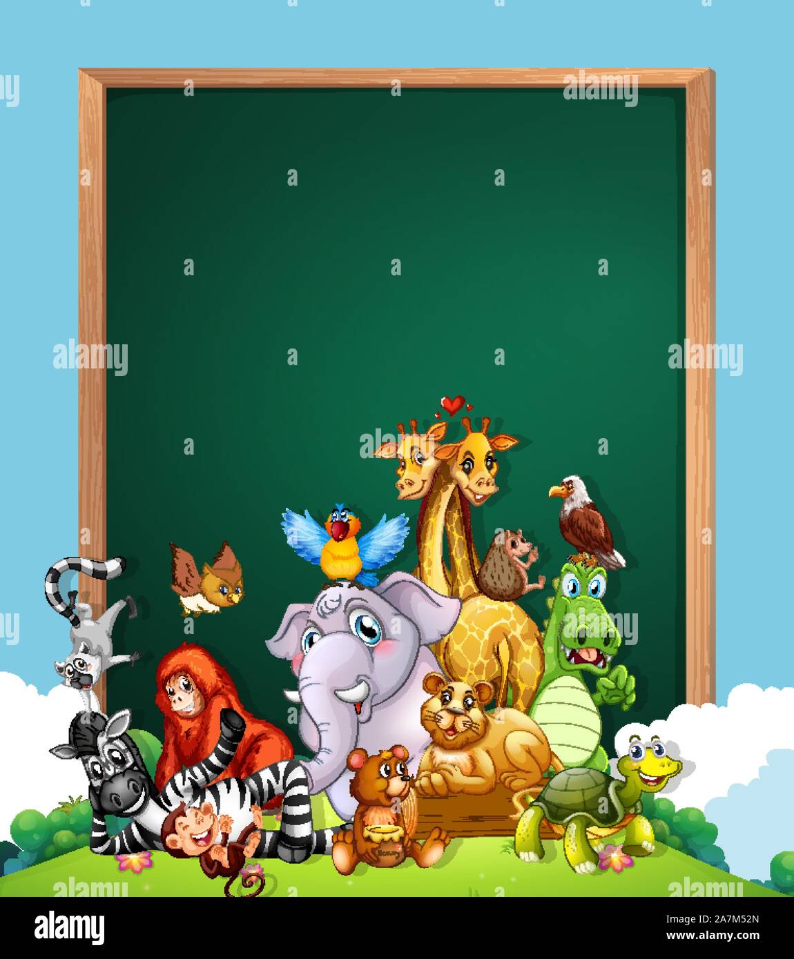 Border template design with cute animals illustration Stock Vector ...