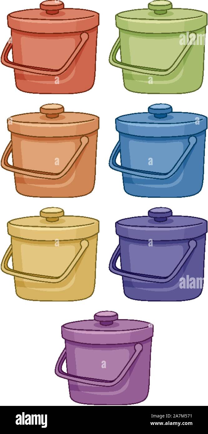 Bucket with lid in different color illustration Stock Vector Image ...