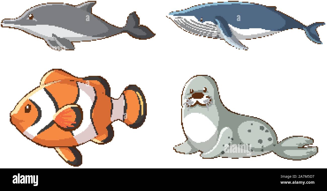 Isolated picture of sea animals illustration Stock Vector Image & Art ...