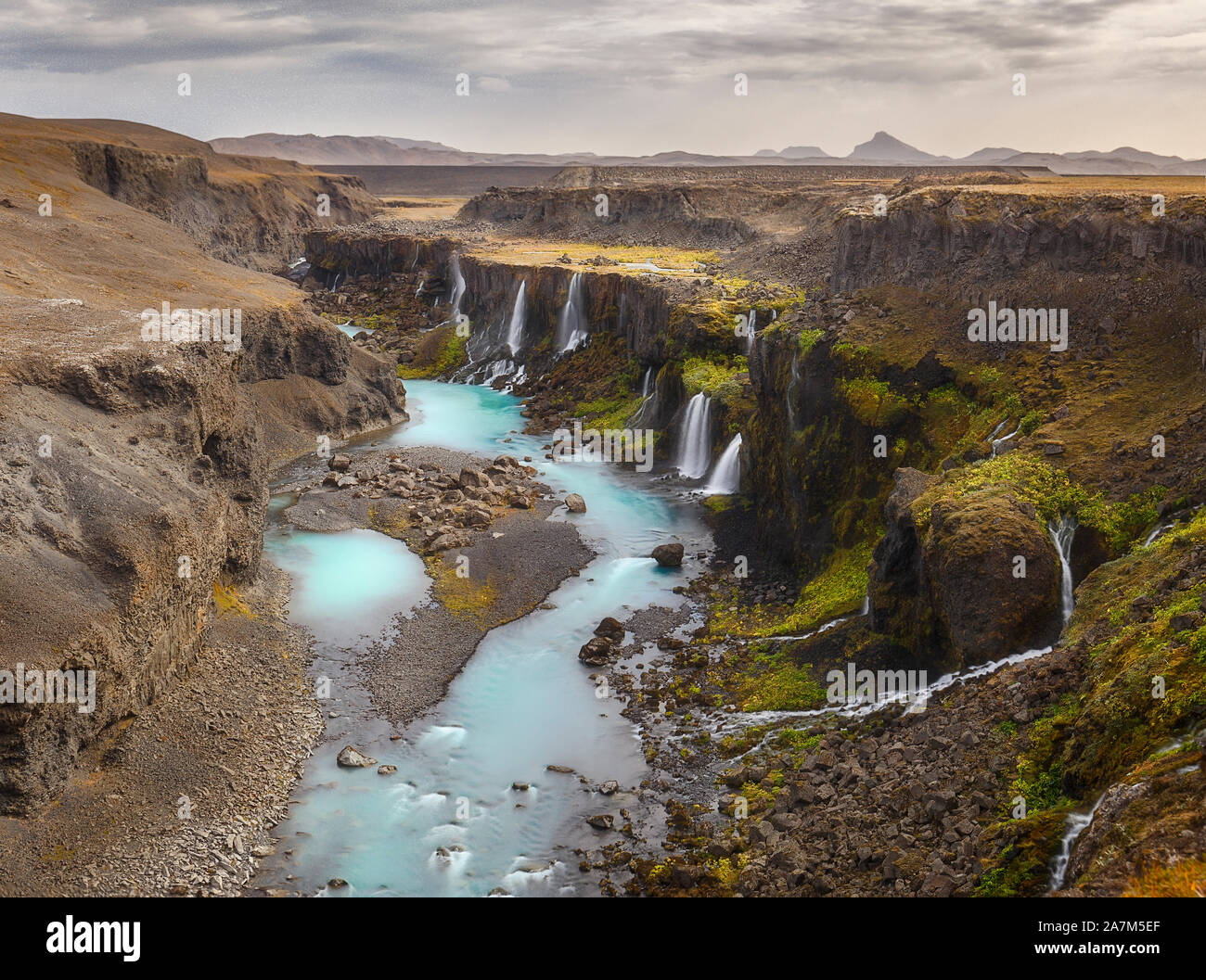 Sigoldugljufur, a Canyon with Waterfalls in Iceland Stock Photo