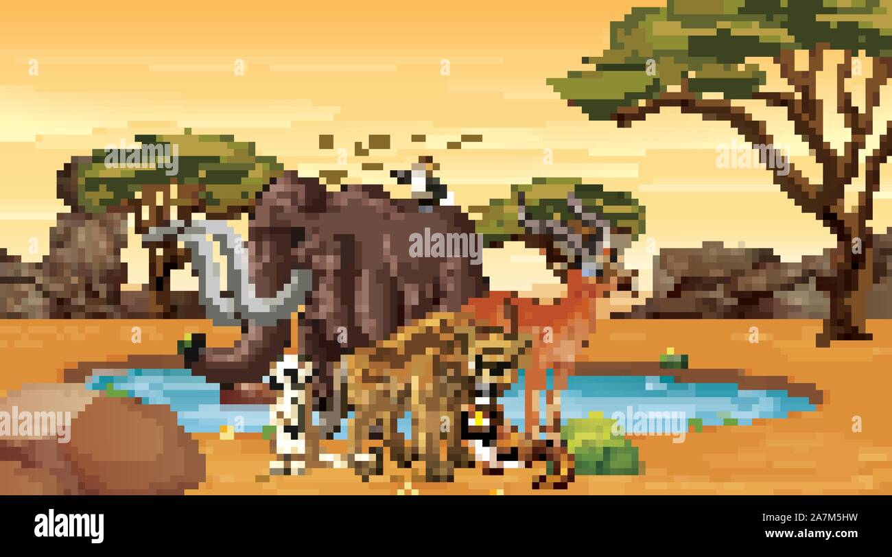 Scene with wild animals in the field illustration Stock Vector Image ...