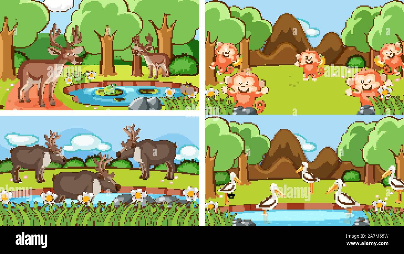 Background scenes of animals in the wild illustration Stock Vector ...