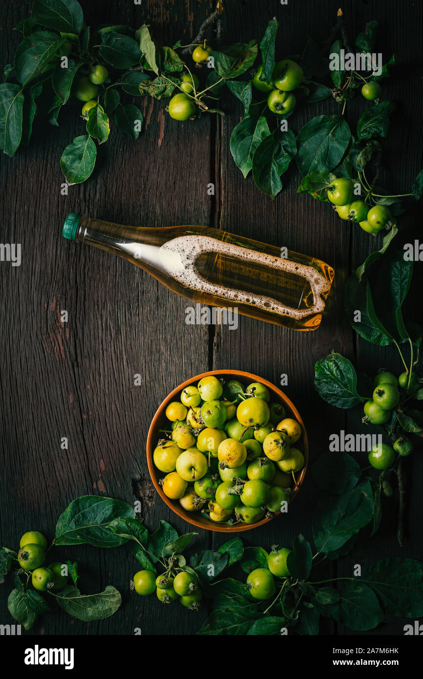 Cider of wild apples. Frame for design. Creative Projects Stock Photo
