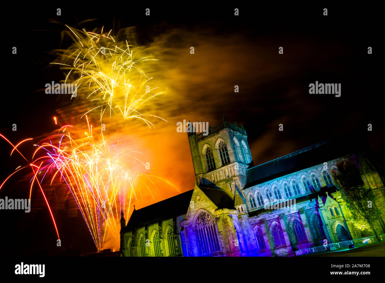 Paisley Abbey Fireworks Display 2019 Stock Photo