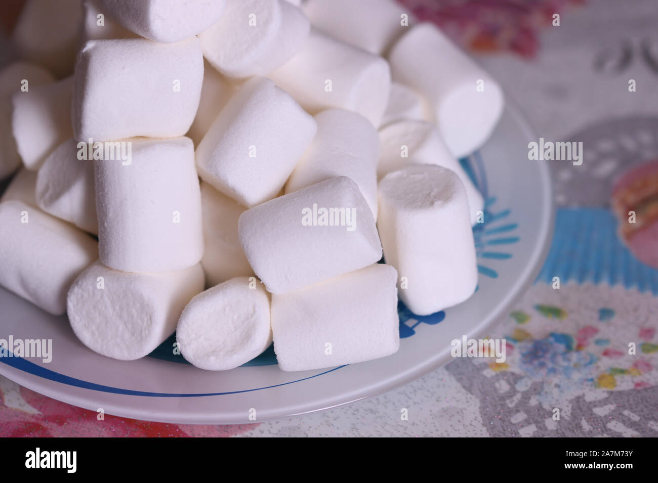Marshmallows on a plate Stock Photo