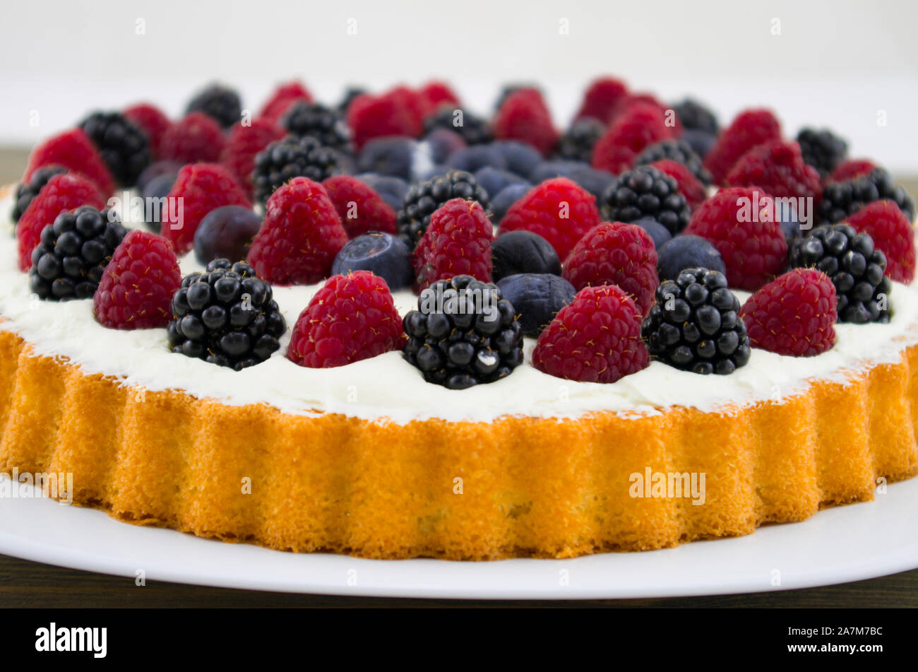 Dessert With Fruits And Mascarpone Fresh Fruits Raspberries Blackberries And Blueberries Summer Or Spring Light Dessert In Italian Style Stock Photo Alamy