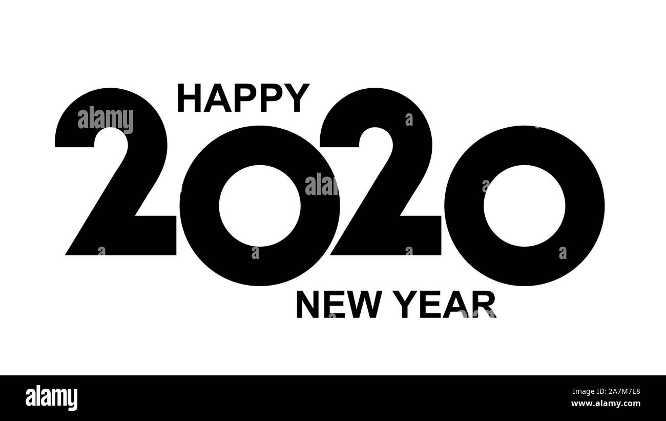 Happy new year 2020 text design. Design for calendar, greeting cards or