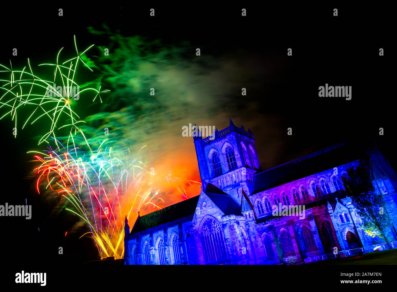 Paisley Abbey Fireworks Display 2019 Stock Photo