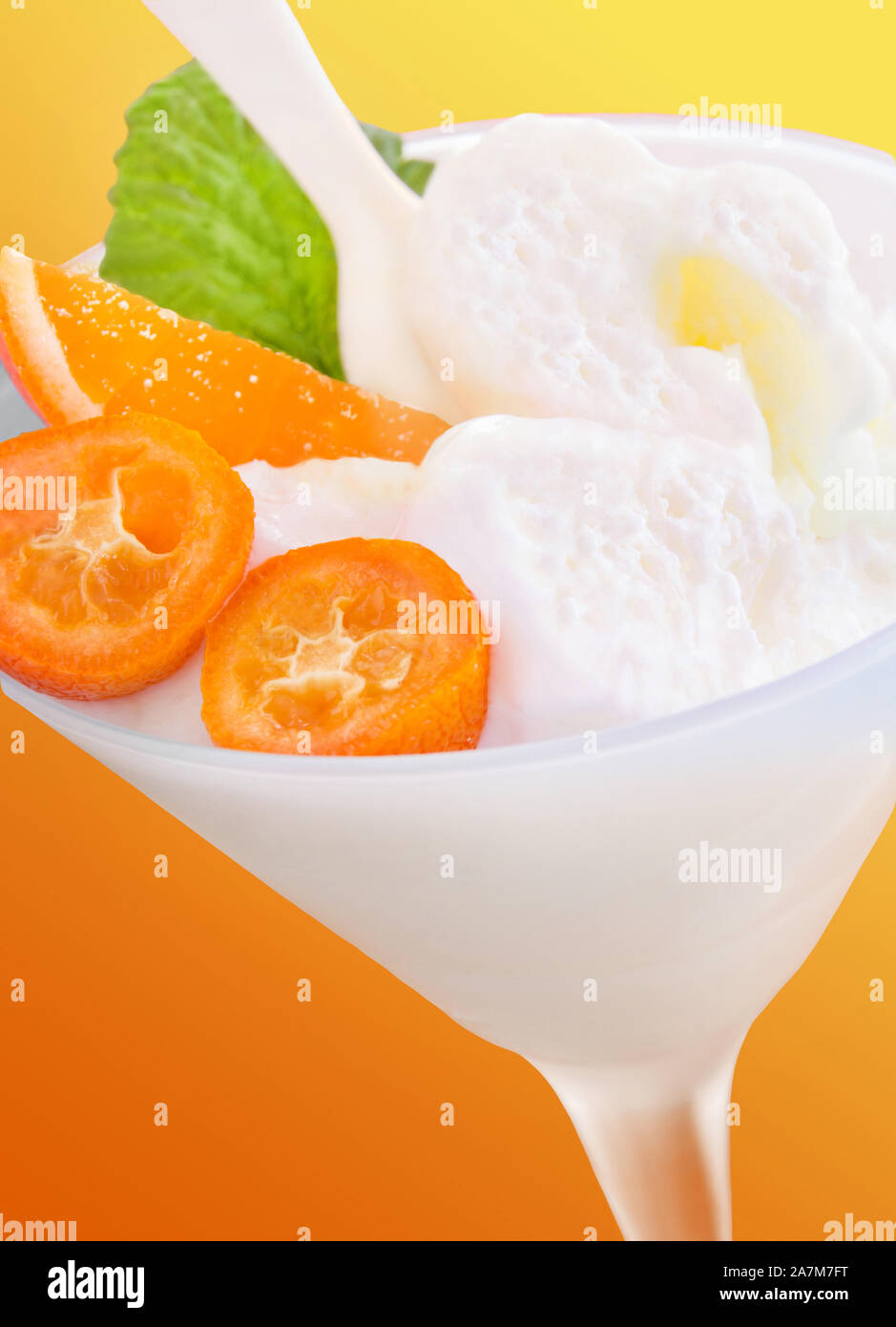 Frozen yogurt in a cocktail glass Stock Photo Alamy