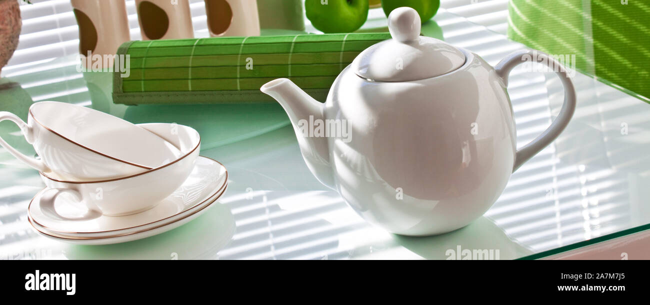 Tea time concept as background banner Stock Photo - Alamy