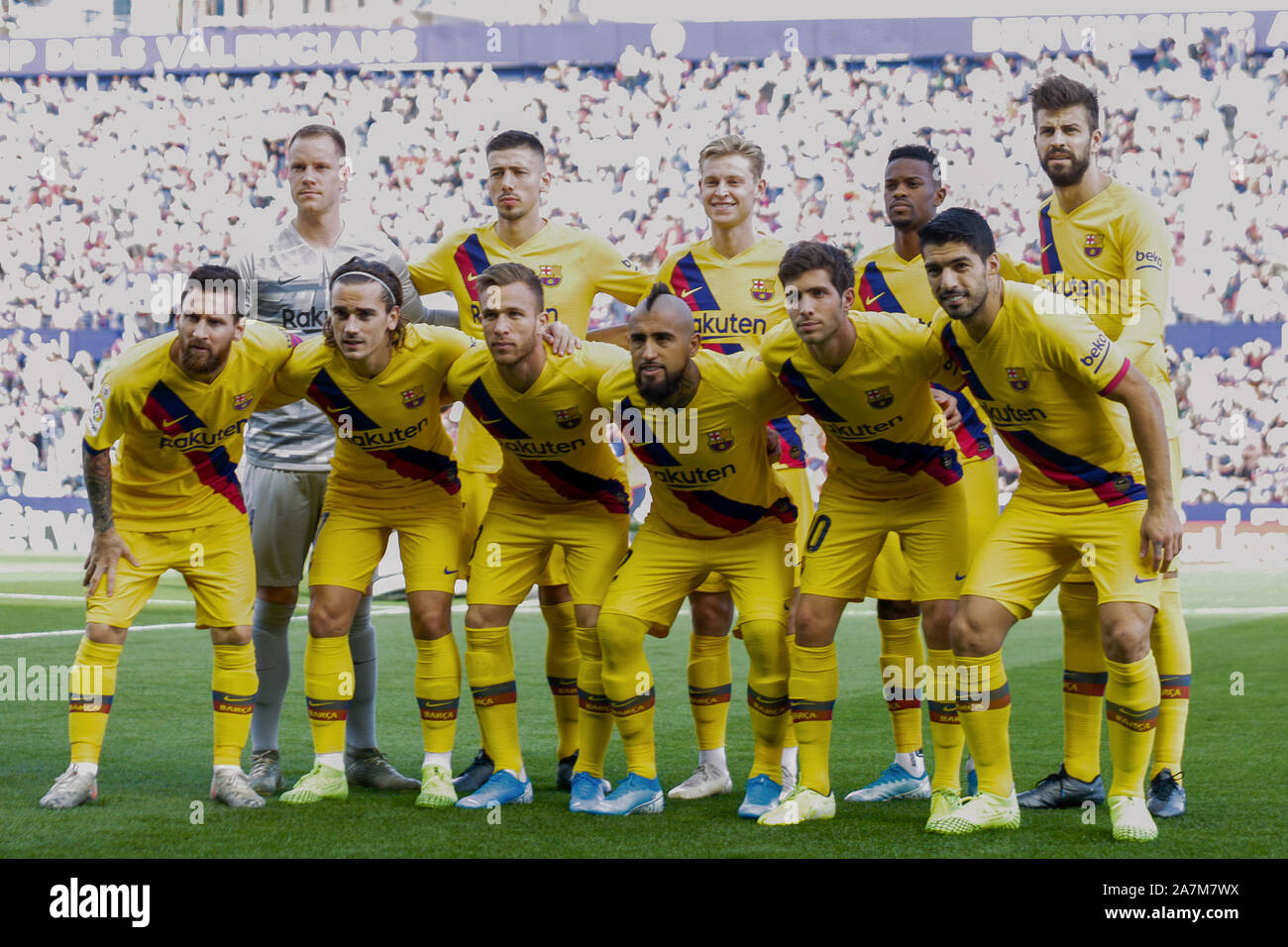 Valencia Spain 02nd Nov 2019 Fc Barcelona Players During The Match Villarreal Cf V Athletic Club