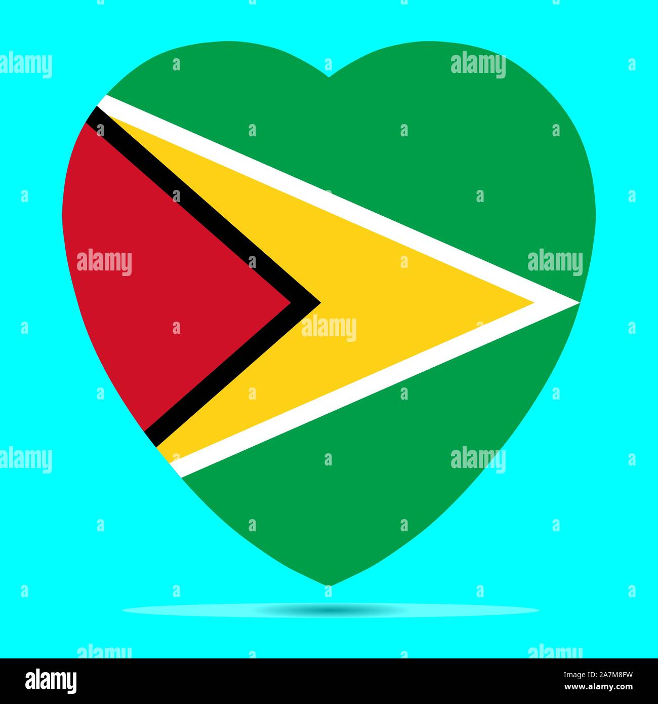 Guyana Flag In Heart Shape Vector illustration eps 10. Stock Vector