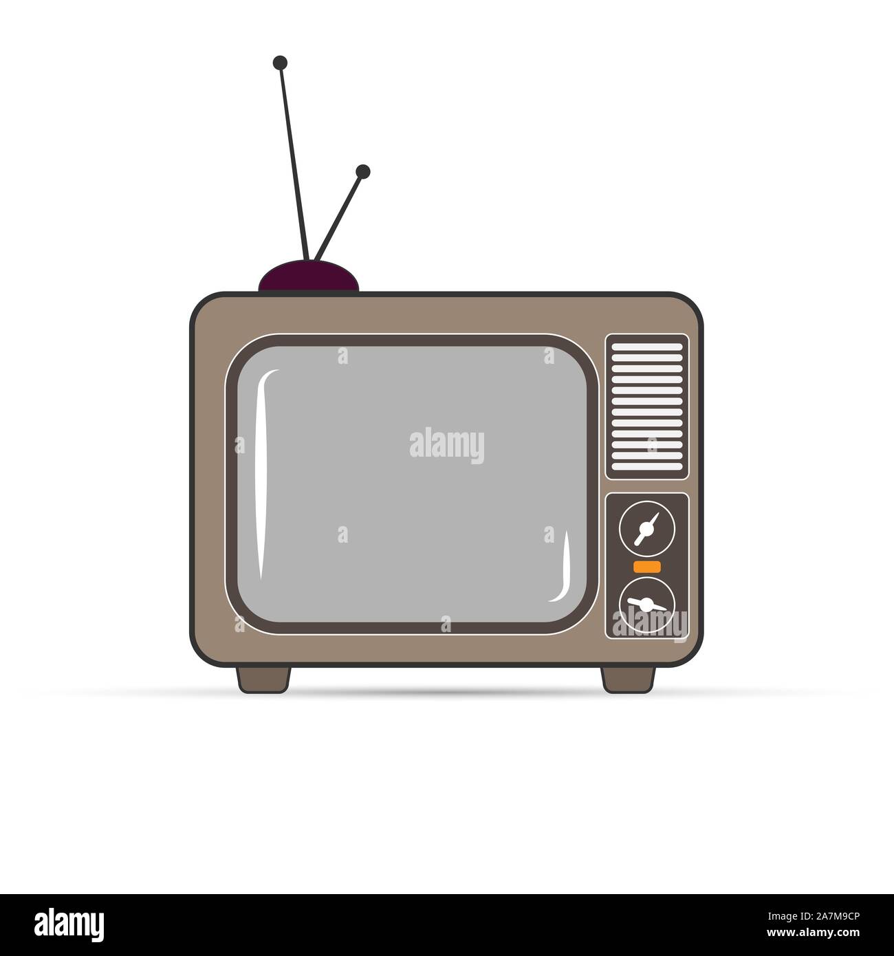 simple icon of a CRT TV. Flat design. Stock Vector