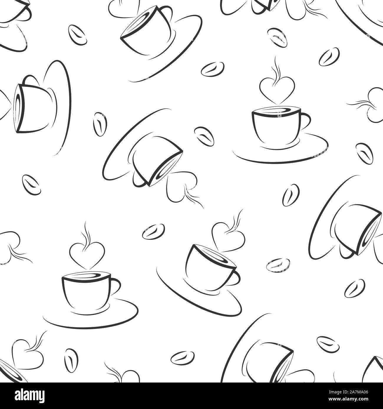 Seamless pattern with coffee or tea Cup and heart Perfect for textiles ...