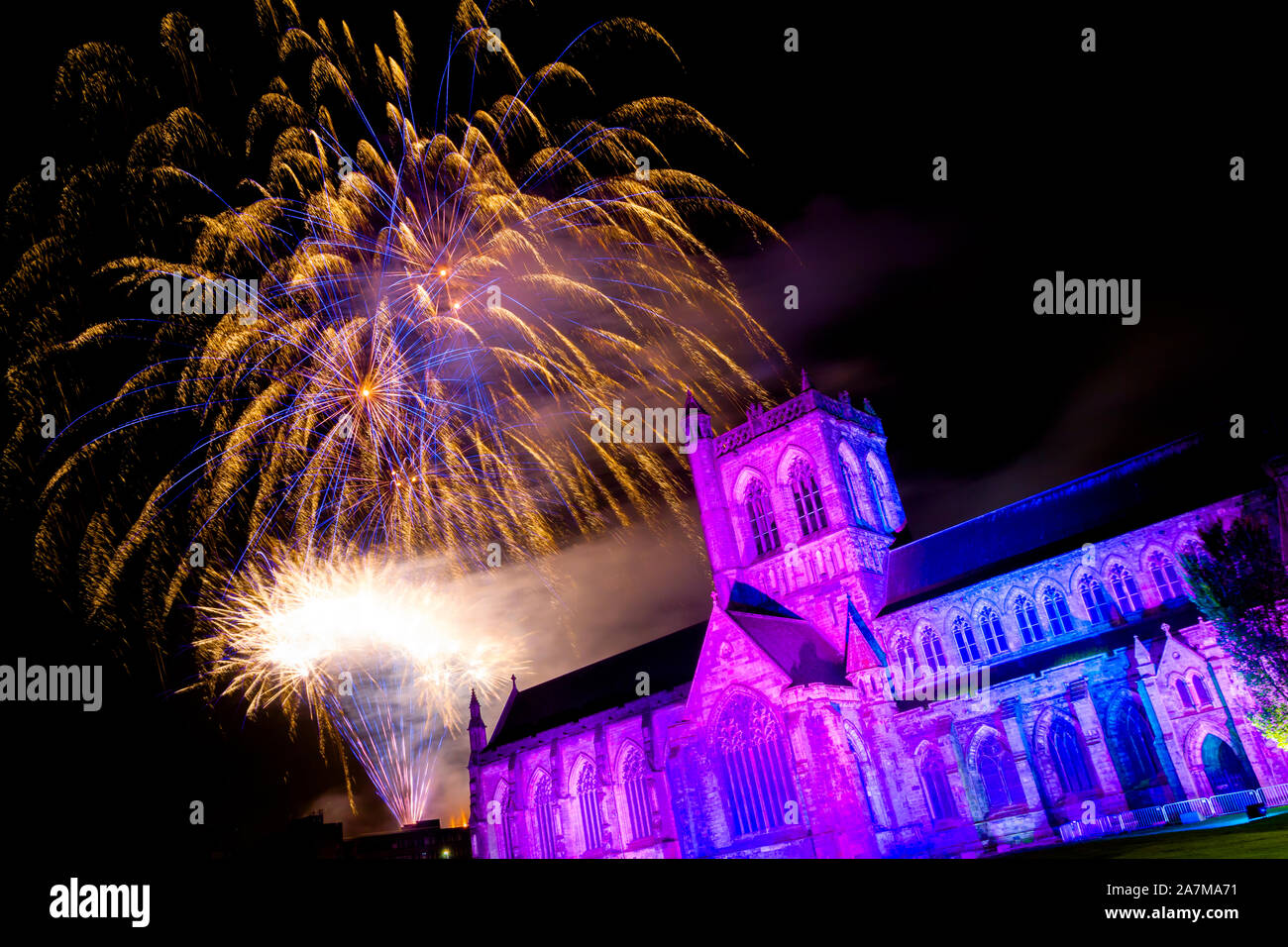 Paisley Abbey Fireworks Display 2019 Stock Photo