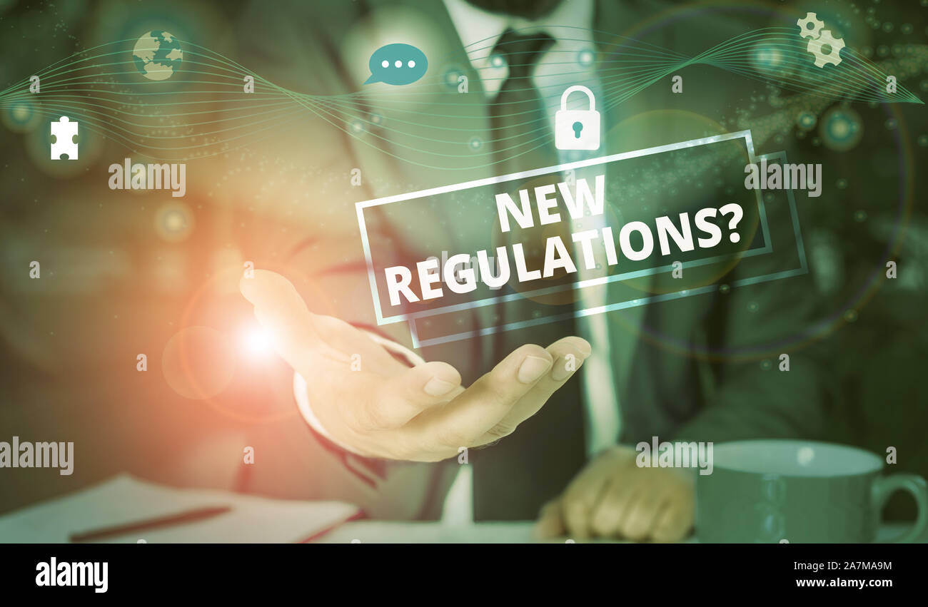 Handwriting text new regulations question conceptual photo rules made
