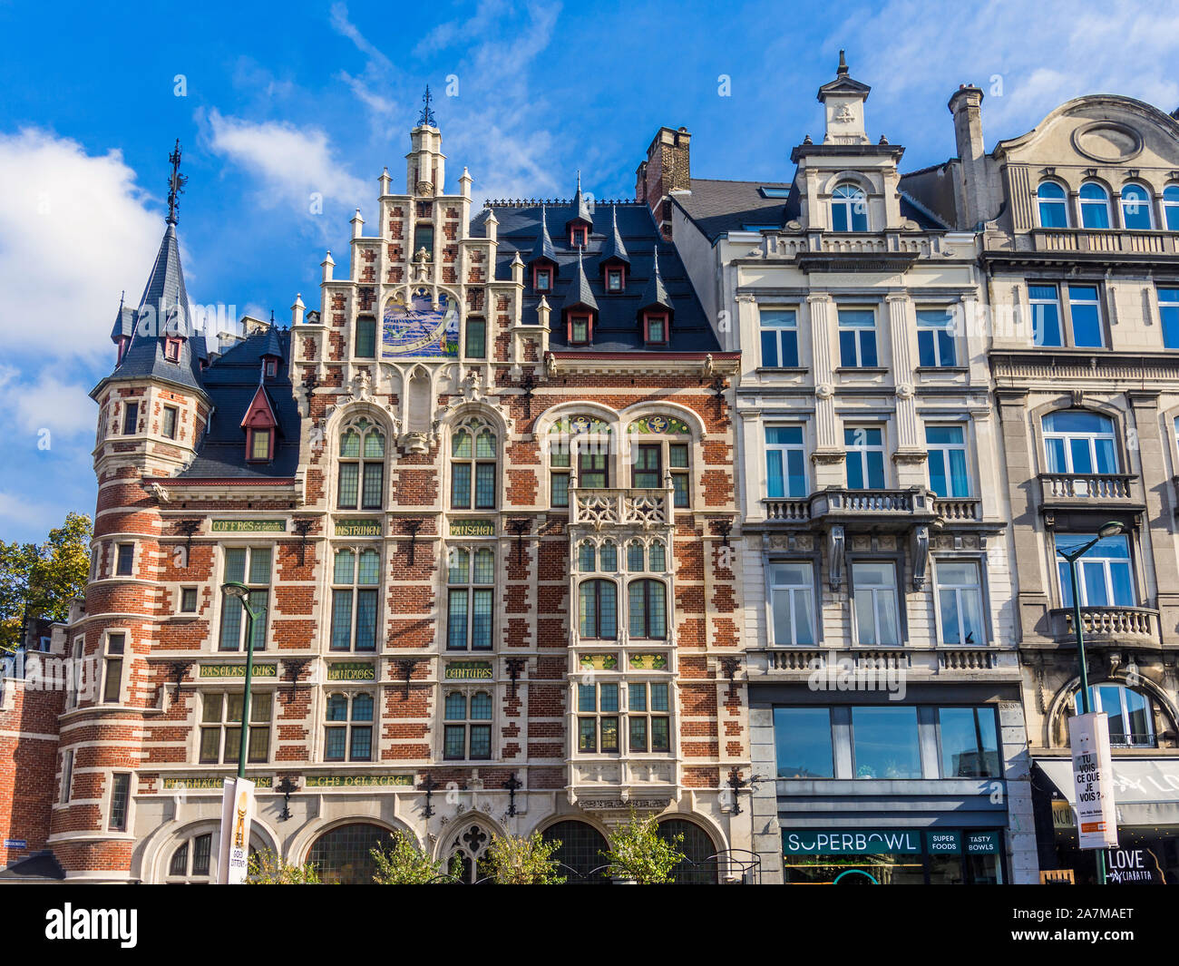 'La Pharmacie Anglaise' 1898 Gothic revival building (cocktail bar) by Charles Delacre, Coudenberg, Brussels, Belgium. Stock Photo
