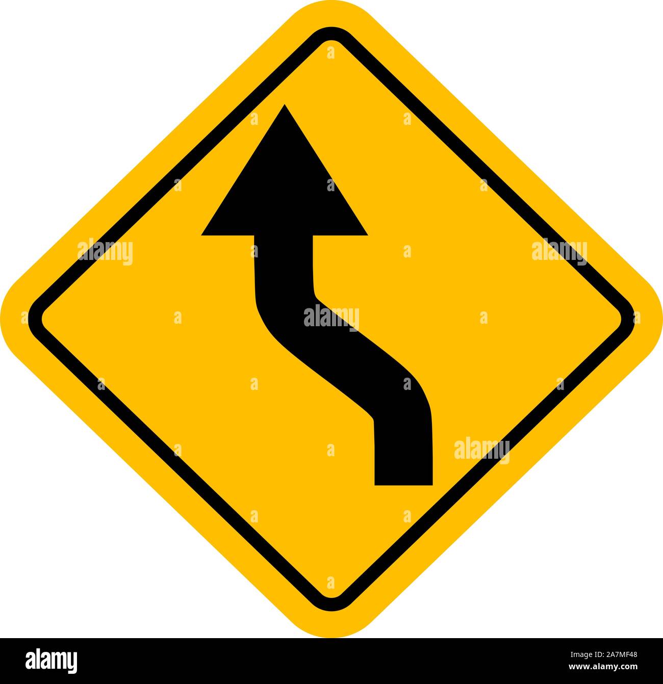 Left reverse curve traffic symbol vector background.Perfect for sign,symbol,icon,sticker etc. Stock Vector