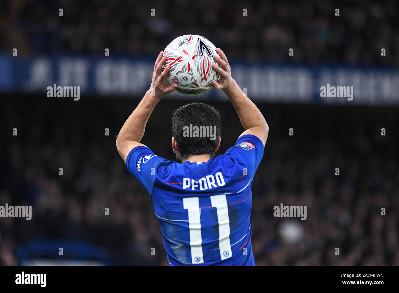 LONDON, ENGLAND - FEBRUARY 18, 2019: Pedro Eliezer Rodriguez Ledesma of Chelsea pictured during the 2018/19 FA Cup Fifth Round game between Chelsea FC and Manchester United at Stamford Bridge. Stock Photo