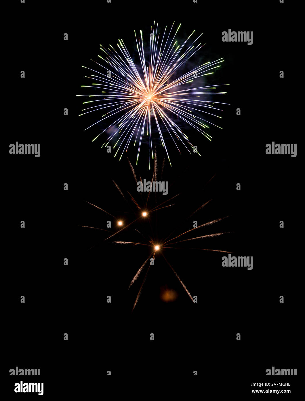 Beautiful Fireworks in the sky, celebration and new year concept Stock Photo