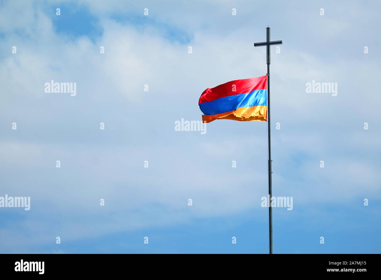 The National Flag of Armenia Waving in the Sunny Sky Stock Photo - Alamy