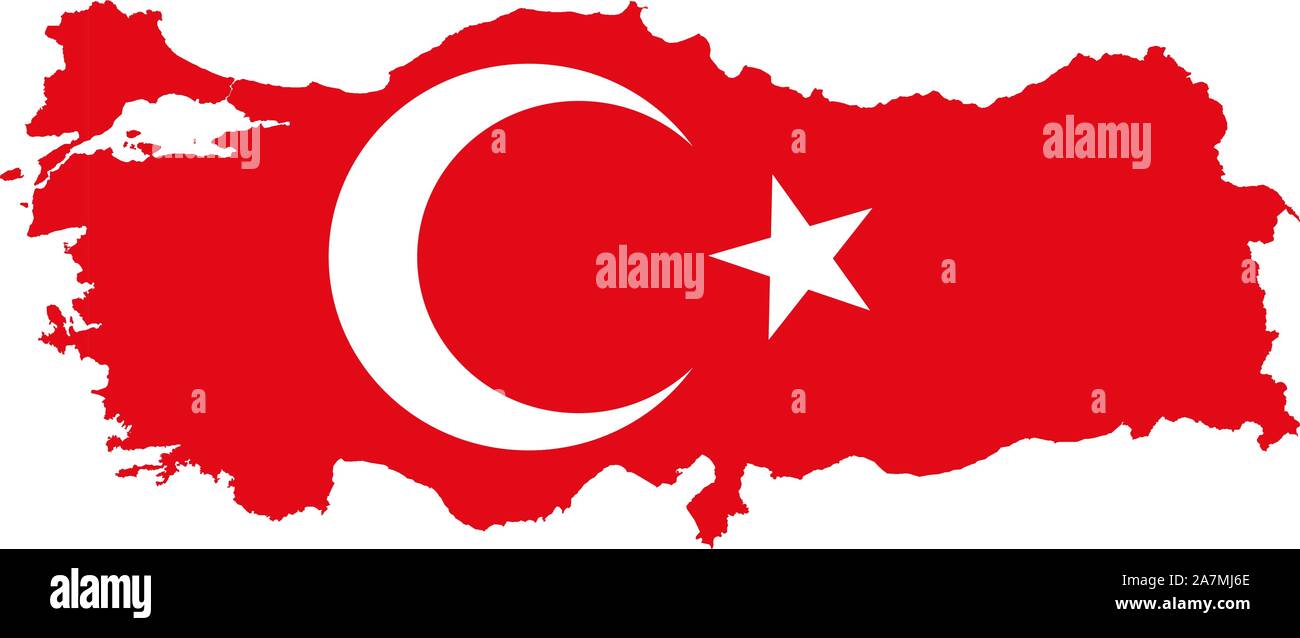 Turkey map flag or turkish national symbol - Sign,symbol,sticker,backgrounds,label etc. Stock Vector