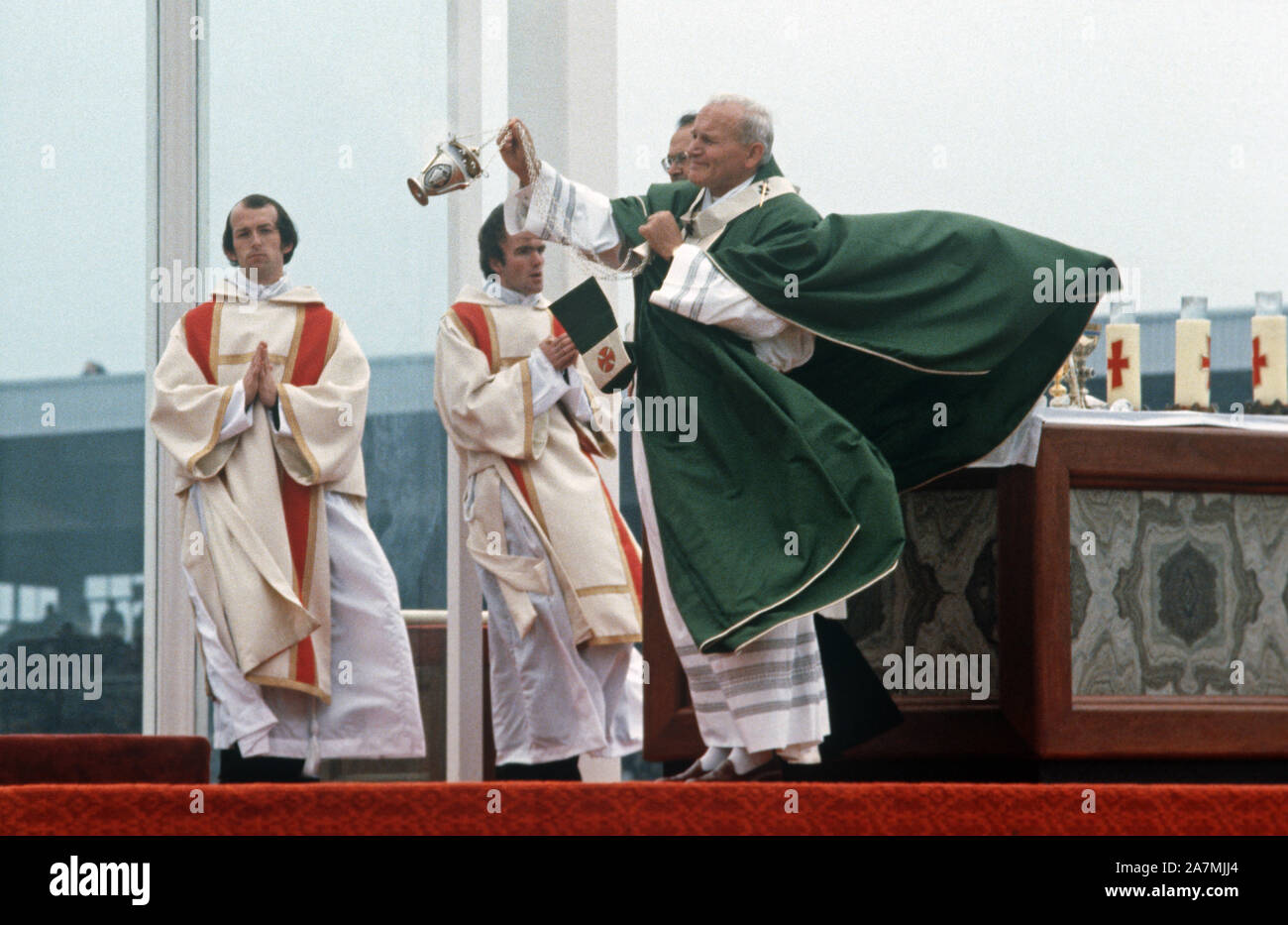 Pope John Paul on his visit to Ireland in 1979 Stock Photo