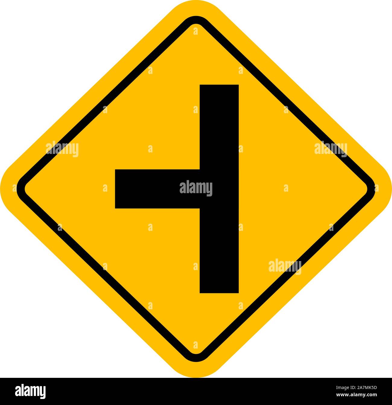 Side road sign Traffic symbol vector illustration. Signal to warn