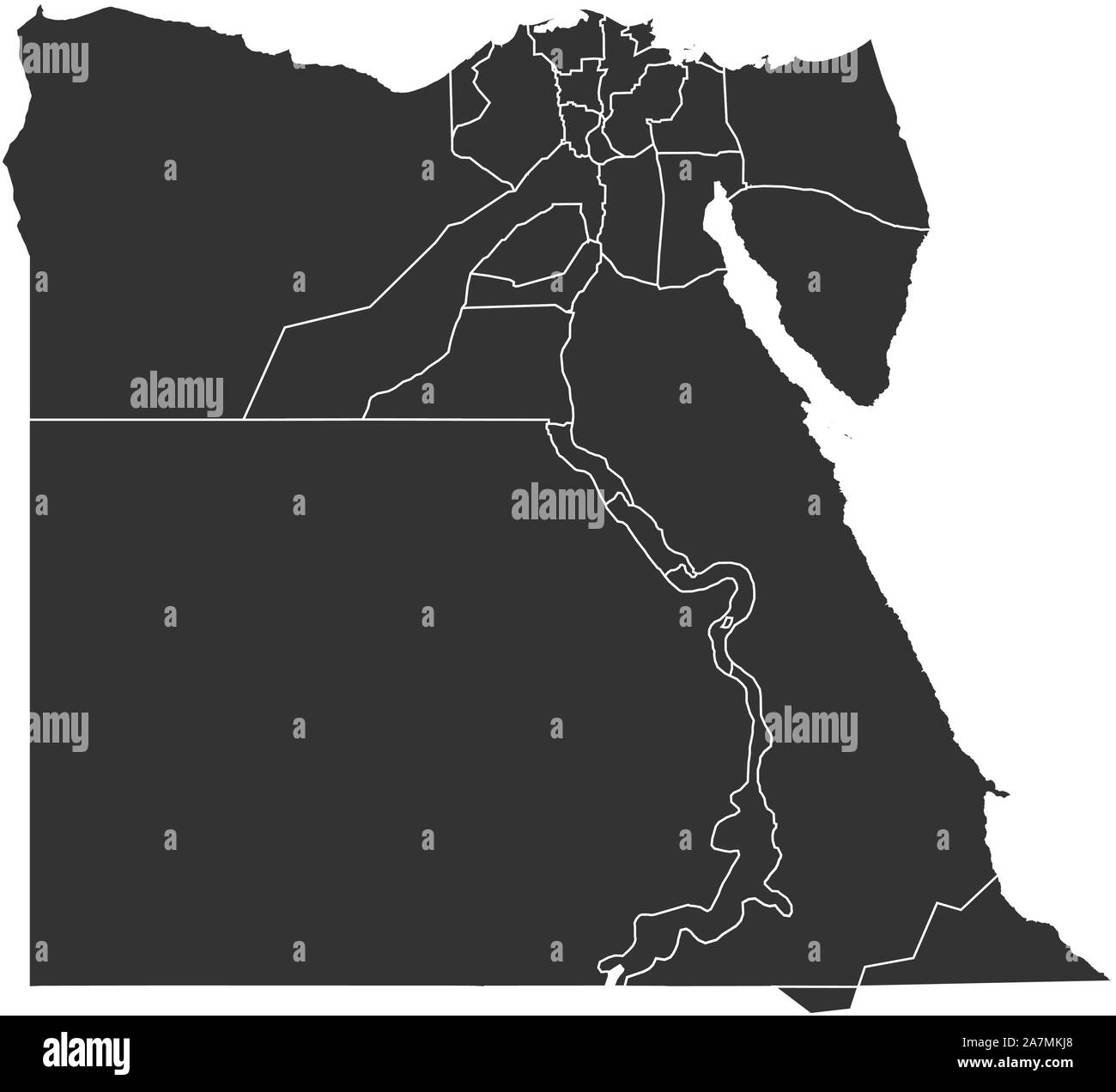 Egypt map with boundaries vector illustration. Arab country Stock