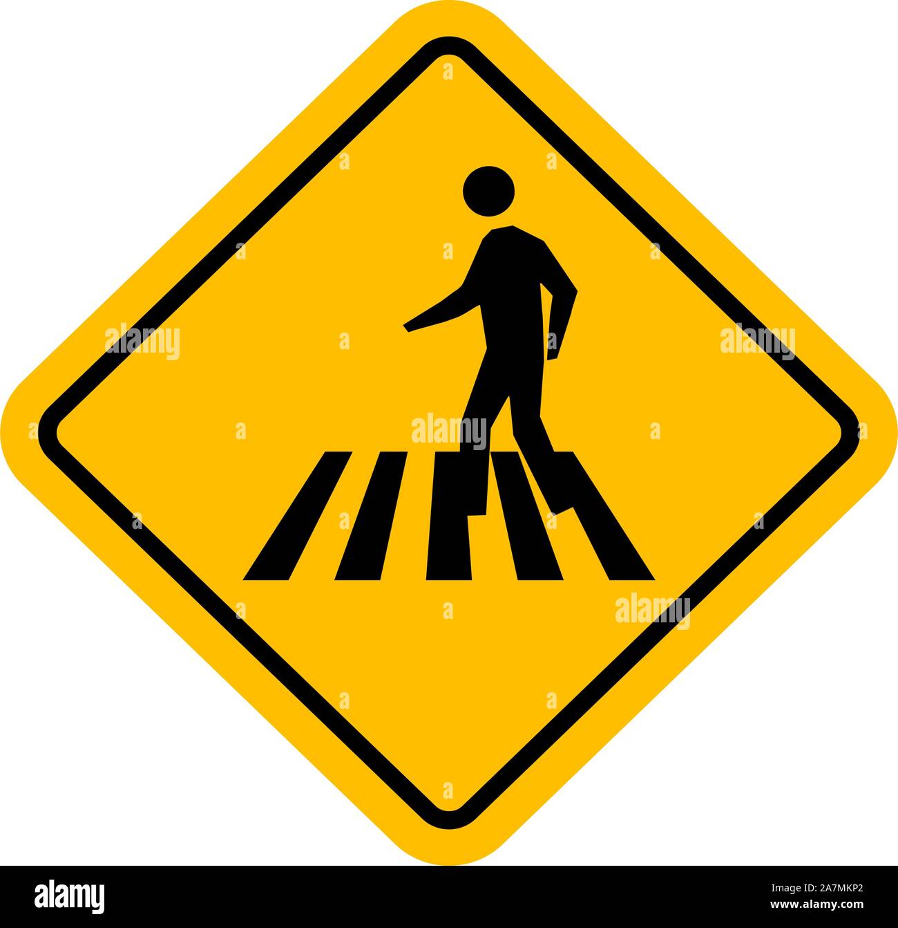 Pedestrian zebra crossing traffic sign vector design.Yellow board. Stock Vector