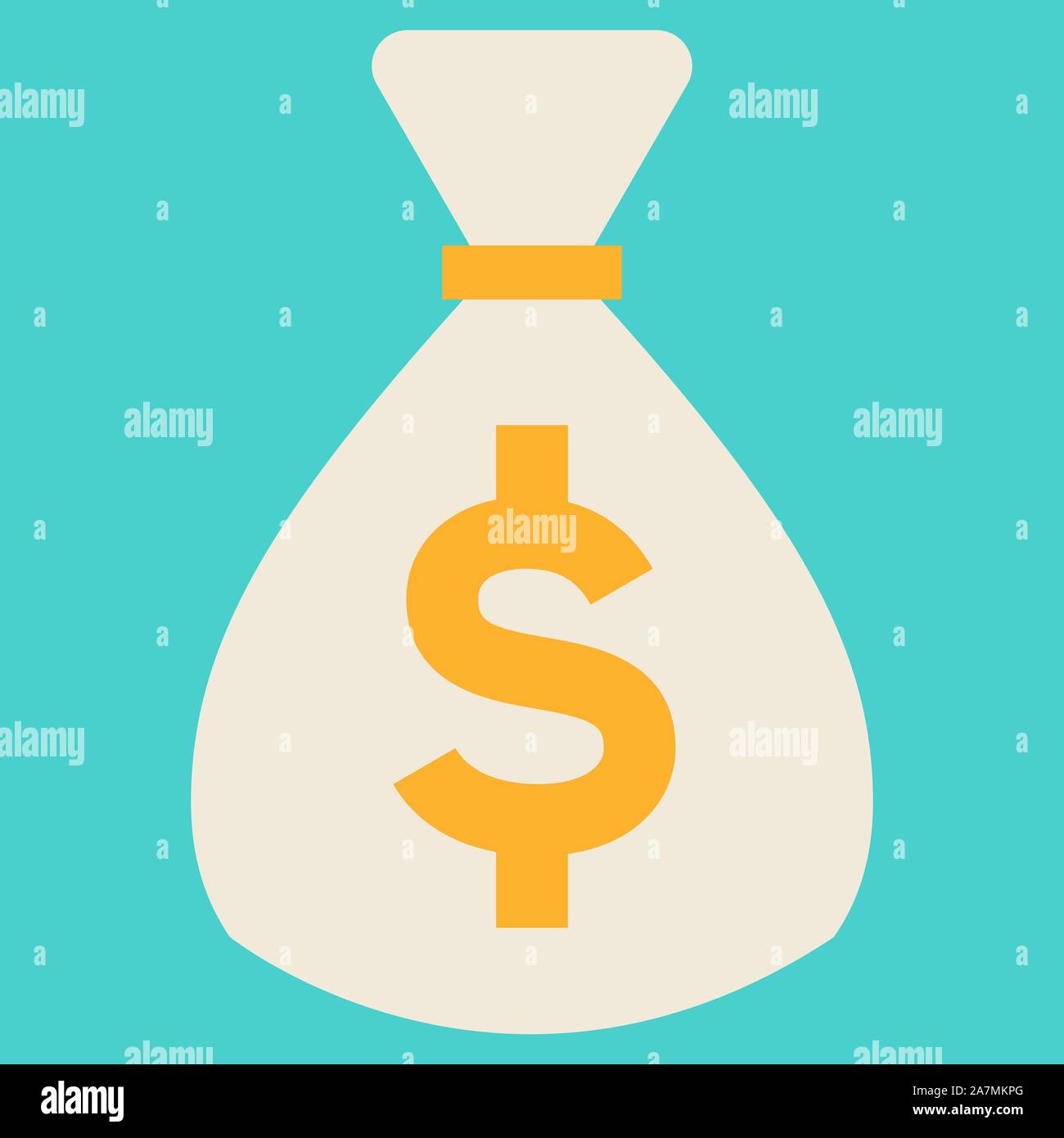 Money bag icon with dollar sign vector illustration on green background ...