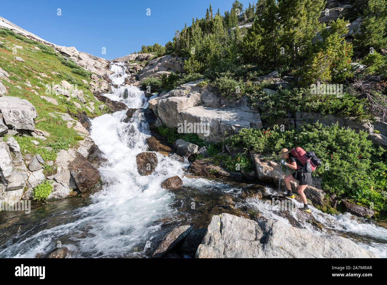 Hiking on the Wind River High Route, Wyoming, USA Stock Photo
