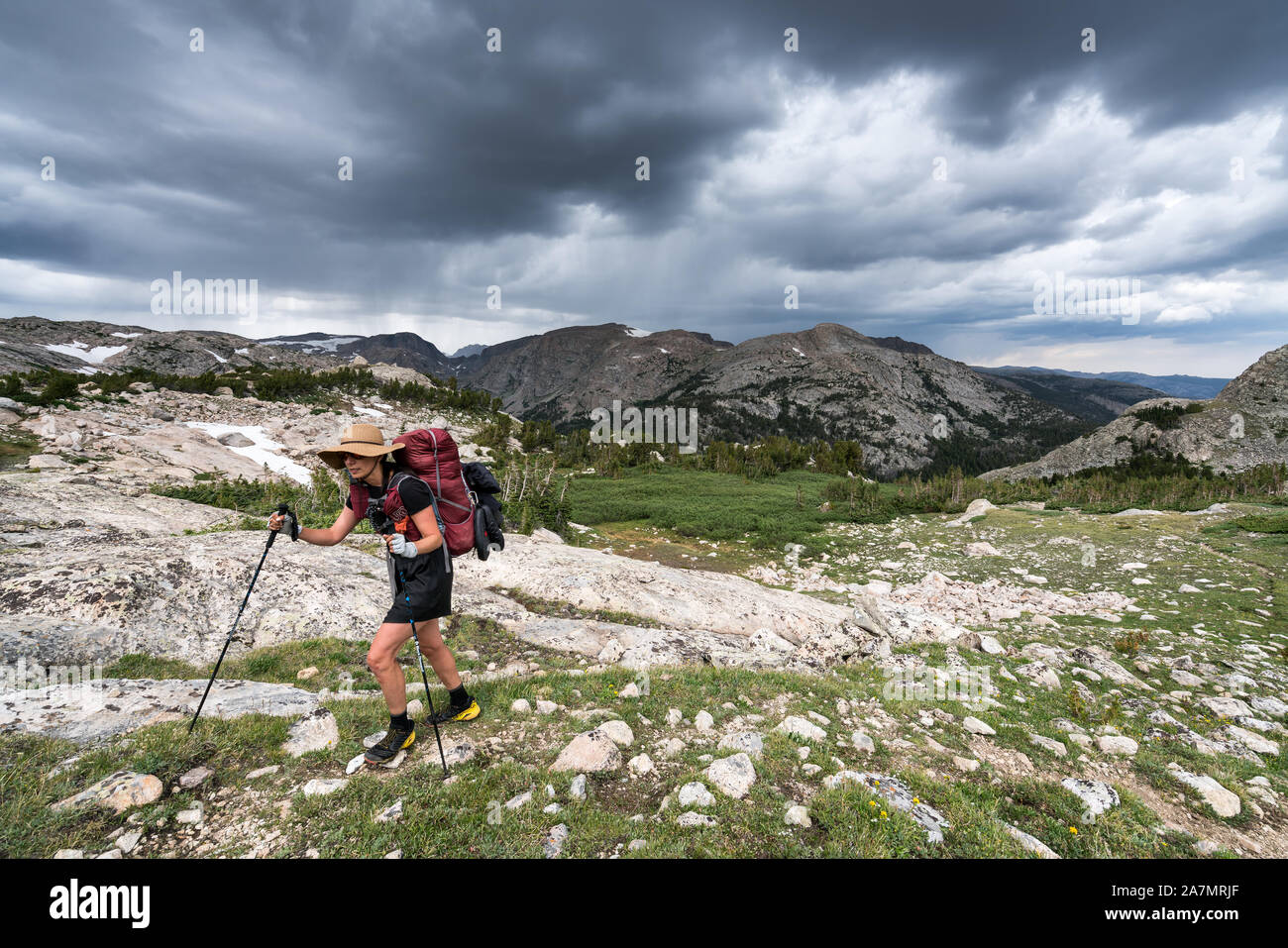 Hiking on the Wind River High Route, Wyoming, USA Stock Photo