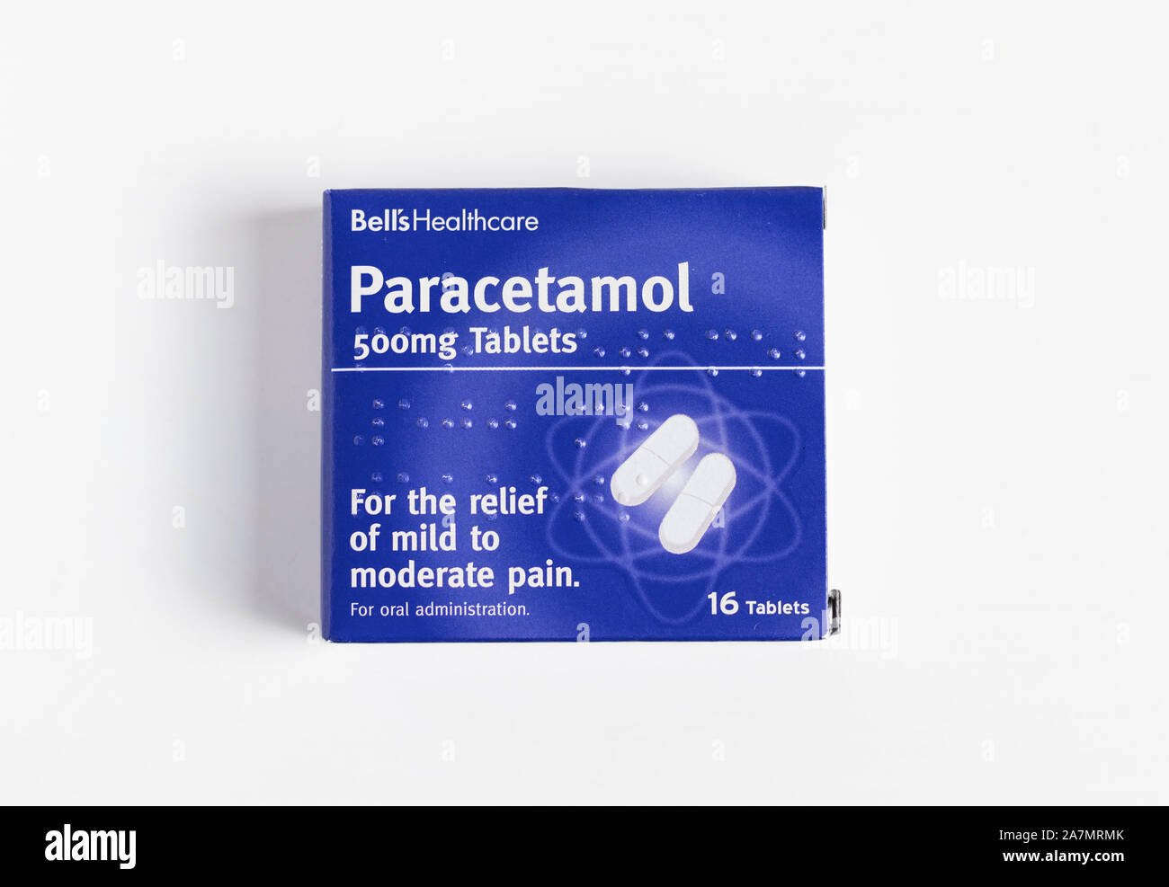 London / UK - October 30th 2019 - Packet of Paracetamol painkillers from Bell’s Healthcare, closeup with a shallow depth of field Stock Photo