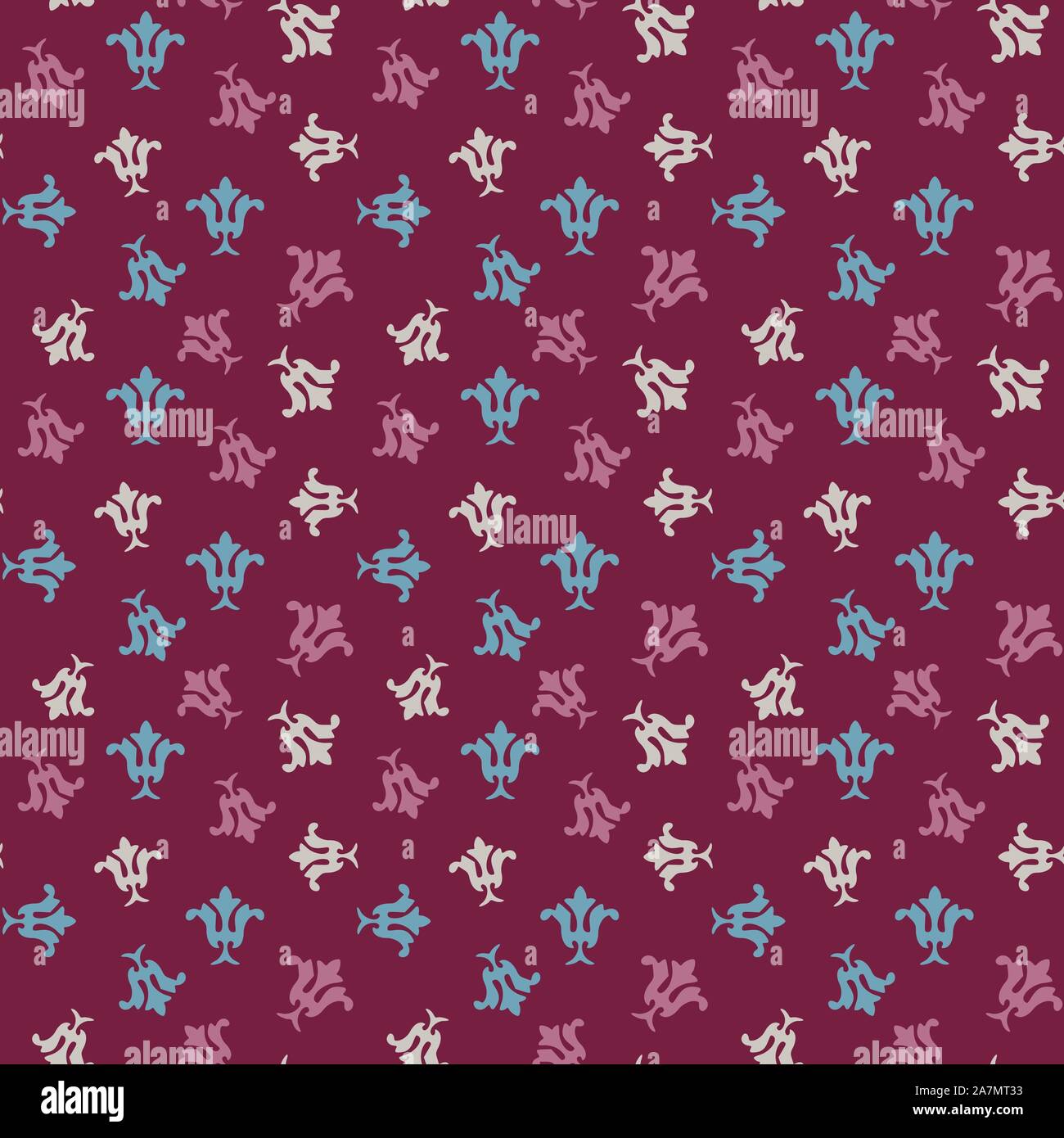 Classical decorative Victorian floral seamless pattern on purple background. Stock Vector