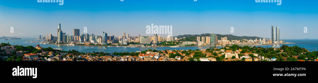view in early autumn from Gulangyu, a pedestrian-only island off the coast of Xiamen city, southeast China's Fujian province, 20 September 2019. Stock Photo