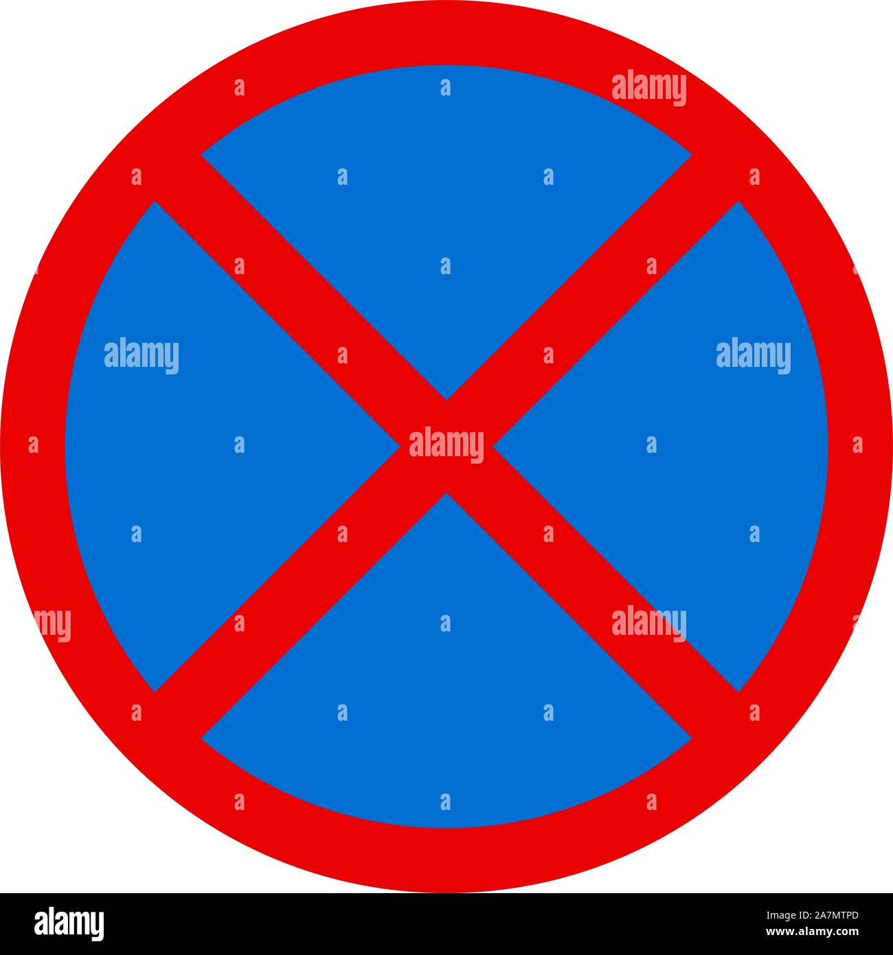 No stopping or parking road traffic sign vector illustration. Clearway symbol. Stock Vector